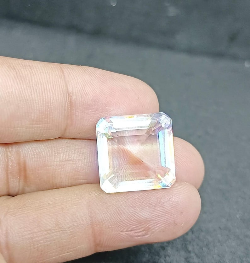 Stunning 25.00 Ct Natural Rainbow Mystic Topaz – Cushion Square Loose Gem for DIY Jewelry & Pendant Crafting – Free Shipping Available