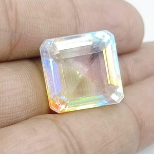 25 Ct Rainbow Mystic Topaz Gemstone – Cushion Cut Loose Stone Perfect for Pendant or Handmade Jewelry – Special Offer with Free Shipping
