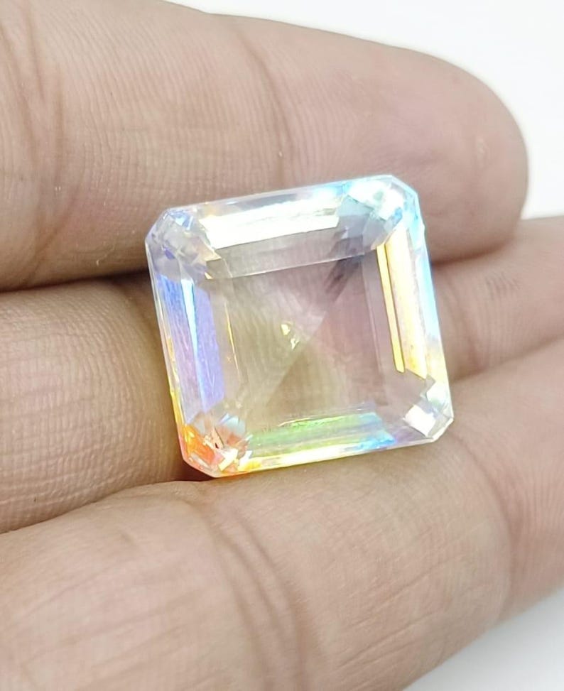 25 Ct Rainbow Mystic Topaz Gemstone – Cushion Cut Loose Stone Perfect for Pendant or Handmade Jewelry – Special Offer with Free Shipping