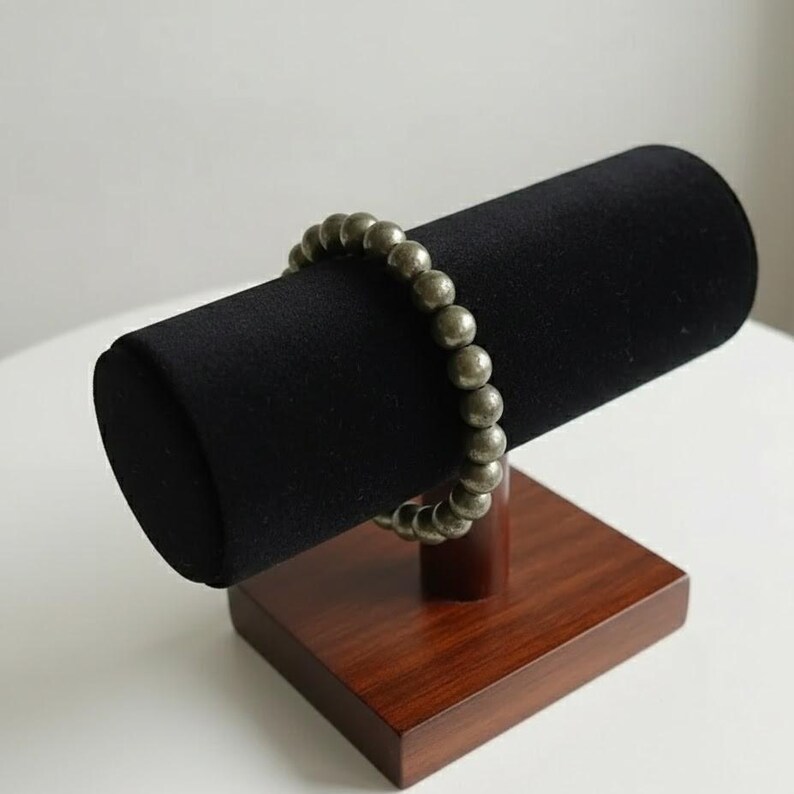 Handmade Pyrite Bracelet | Prosperity Wealth Attraction Jewelry | Natural Gemstone Beads | Unisex Stretch Bracelet | Certified Pyrite | Grounding & Ambition Crystal Gift
