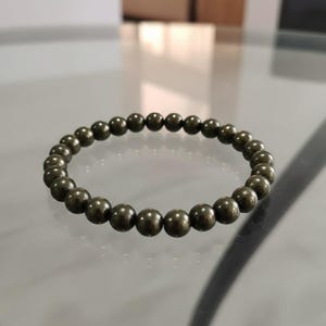 Certified Pyrite Wealth Bracelet | Grounding & Abundance Crystal Bracelet | Natural Stone Energy Healing Jewelry | Men’s & Women’s Gift | Stretchy Beaded Gemstone Bracelet