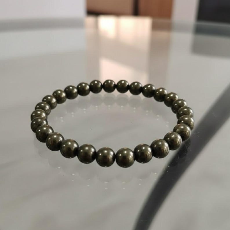 Certified Pyrite Wealth Bracelet | Grounding & Abundance Crystal Bracelet | Natural Stone Energy Healing Jewelry | Men’s & Women’s Gift | Stretchy Beaded Gemstone Bracelet