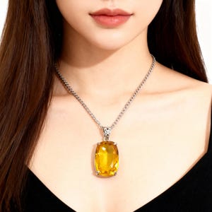 Natuurlijke gele saffierhanger in zilver 100-110 kt – welvaart en succes edelsteen, jupitersteen voor wijsheid, energetische healing sieradencadeau