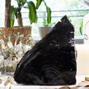 Natural 800 Carat Black Obsidian Uncut Raw Gemstone - Rough Obsidian Healing Crystal - Obsidian Stone Esoteric Gift -Free Delivery