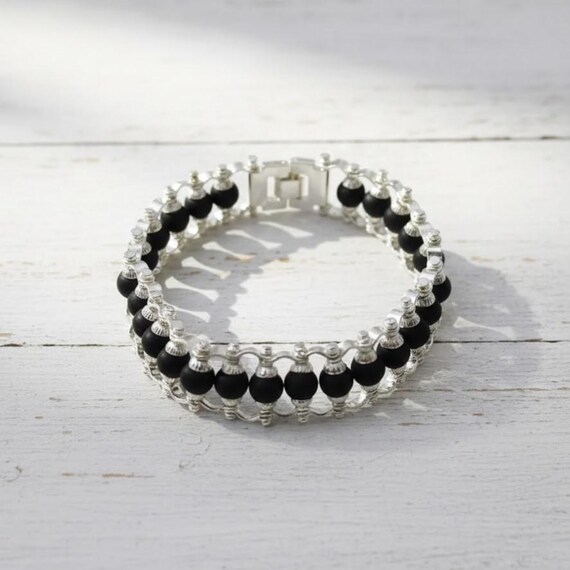 Natural Karungali Wood Bracelet | Black Beads, Silver Accents, Unisex Protection Jewellery