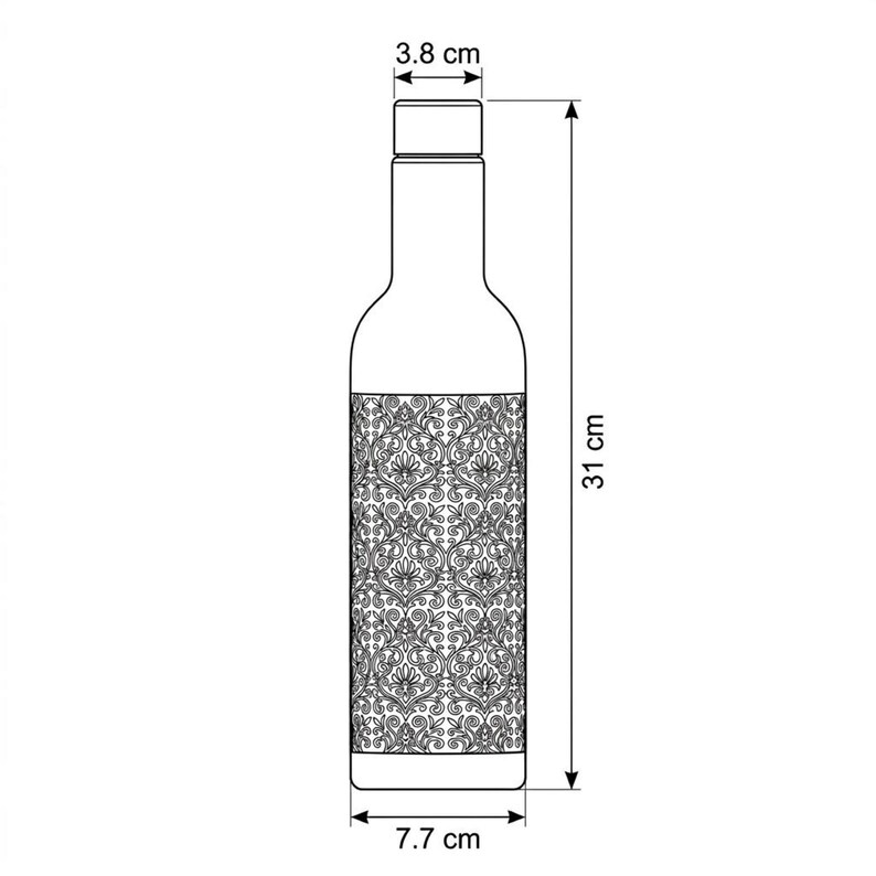 Engraved copper bottle 1 liter capacity, reusable eco friendly hydration flask for yoga, meditation, and everyday use.