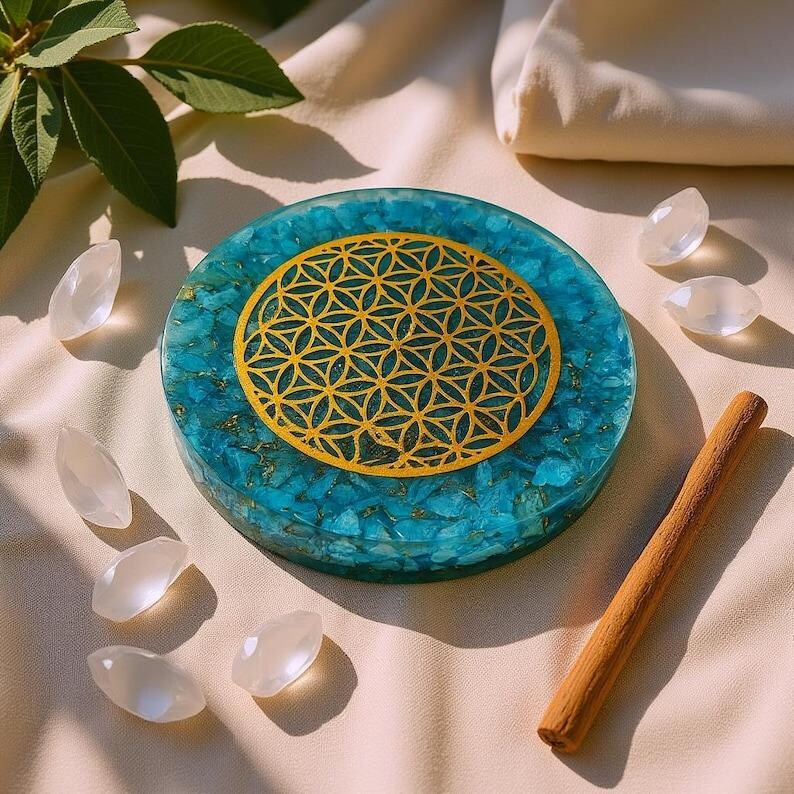 energy healing flower of life plate for manifestation