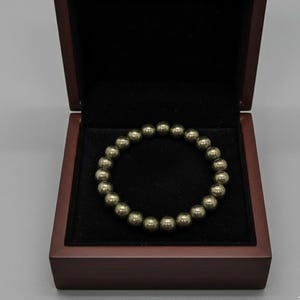 Men's Pyrite Bracelet | Wealth & Protection Healing Jewelry | Certified Natural Crystal | Prosperity Stone Jewelry | Stretch Beaded Pyrite Bracelet | Handmade Gift