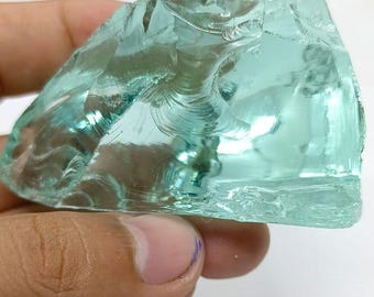 Natural Aqua Green Obsidian Andara – Raw Healing Crystal Stone (600 Ct)