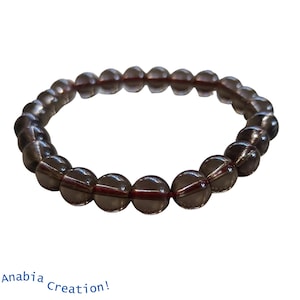 100% Natural Smoky Quartz Bracelet - 8mm Healing Crystal Energy Stone, Adjustable Brown Bracelet for Men & Women | Soothing Gemstone Jewelry