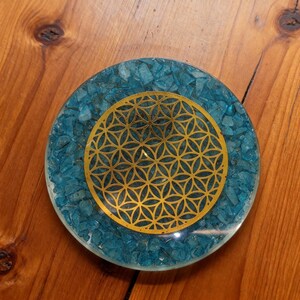 blue resin energy disc sacred geometry altar tool