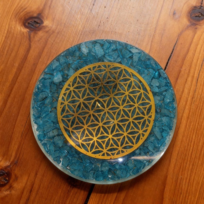 blue resin energy disc sacred geometry altar tool