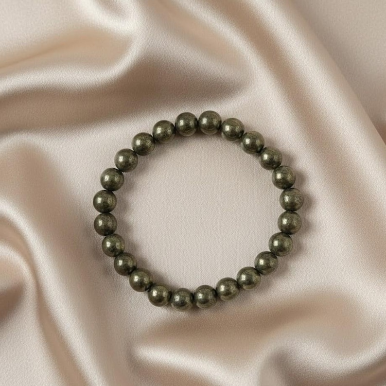 Pyrite Crystal Healing Bracelet | Certified Natural Stone Jewelry | Men's & Women's Stretch Bracelet | Manifest Wealth & Protection | Energy Stone Gift | Beaded Prosperity Jewelry