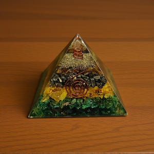 Handmade crystal orgone pyramid for energy balancing