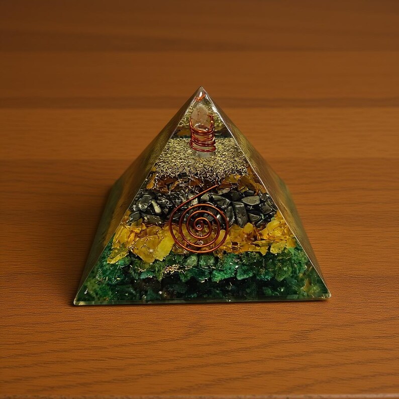 Handmade crystal orgone pyramid for energy balancing