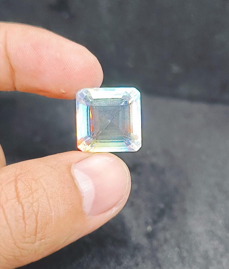 Natural Mystic Topaz 25.00 Ct Cushion Square Cut – Brilliant Rainbow Gem for DIY Jewelry Projects – Big Discount + Free Delivery