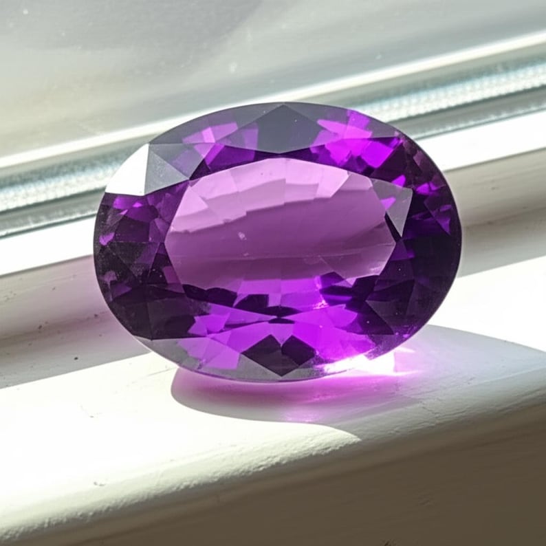 8 carat oval purple sapphire gemstone close-up