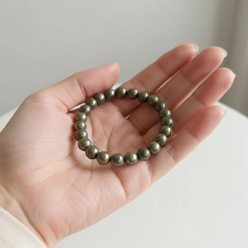 Certified Pyrite Stretch Bracelet | Wealth Stone Crystal Jewelry | Handmade Grounding Bracelet | Natural Crystal Healing Gift for Men & Women | Abundance Energy Jewelry