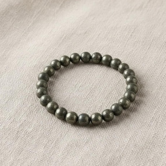 Natural Pyrite Beaded Bracelet | Wealth, Protection, Confidence Crystal Jewellery
