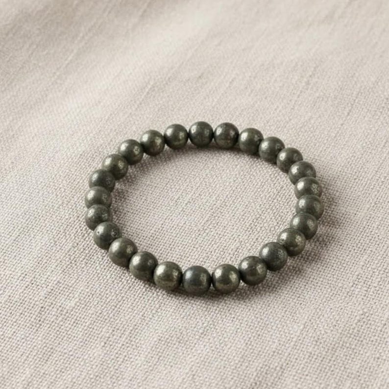 Prosperity Crystal Bracelet | Pyrite Beaded Handmade Jewelry | Certified Natural Protection Stone | Men’s & Women’s Energy Bracelet | Abundance Gift