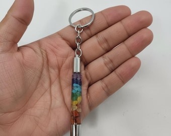 Llavero de piedras preciosas de 7 chakras / Llavero de cristal curativo de energía hecho a mano