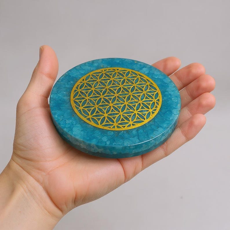 resin charging board with golden flower of life design