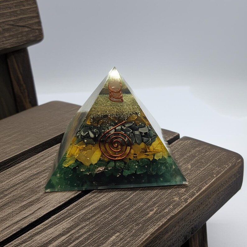 Meditation orgone energy pyramid on marble surface