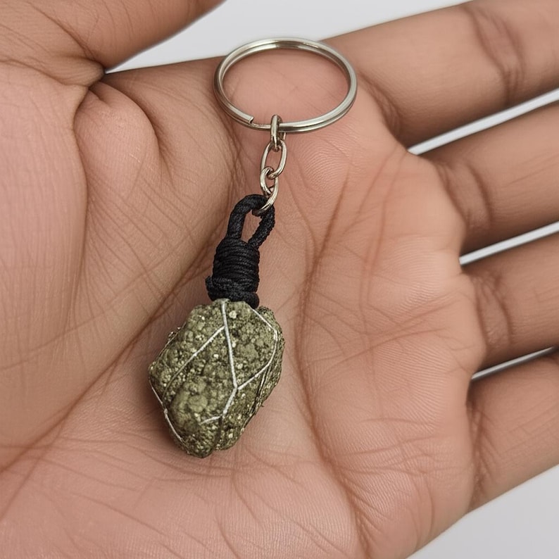 handmade pyrite keychain for prosperity and energy