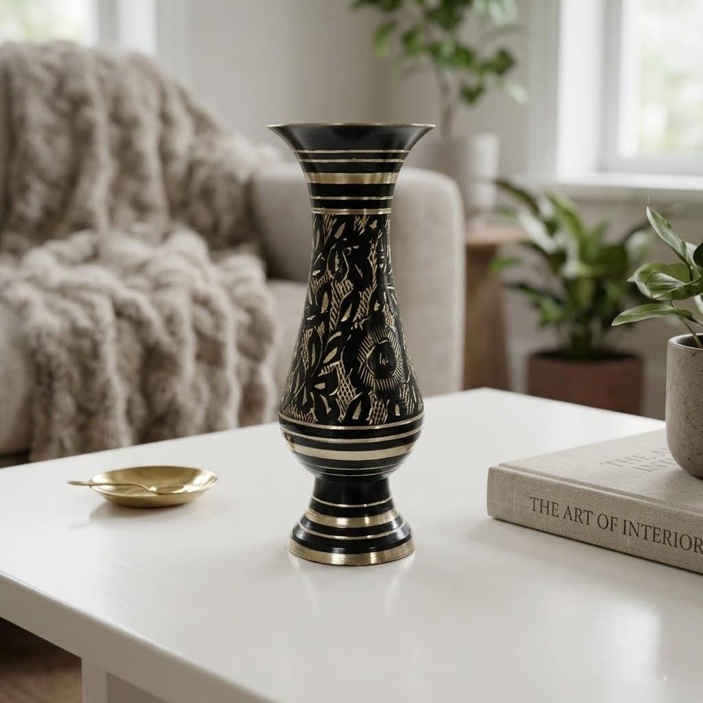 Modern black glass vase - Etsy 日本