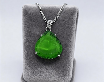 Green Emerald Pendant Pear Cut 100–110Ct | Natural Gemstone Necklace Sterling Silver | Love, Wisdom & Healing Crystal Jewellery Gift