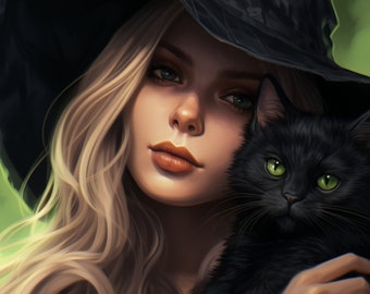 November Scorpio Witch with Black Cat