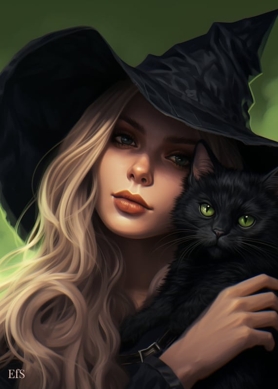 November Scorpio Witch with Black Cat