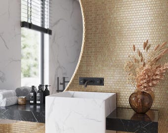 Azulejo cuadrado de vidrio uniforme brillante de 12 x 12 en dorado brillante