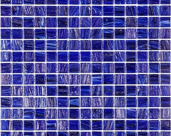 Azulejo de mosaico de vidrio cuadrado, uniforme, brillante, azul egipcio, de 4 x 5 pulgadas (muestra)