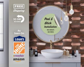 12x12 Copper Backsplash Tile - Peel and stick tile fireplace kitchen bathroom - Antique Peel N Stick Tiles DIY Kitchen Self Adhesive Tile