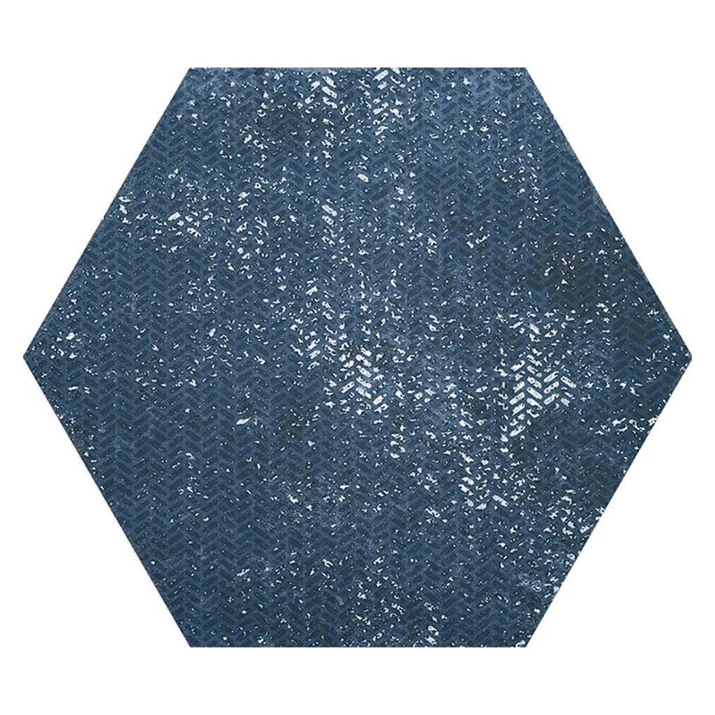 Indigo Blue 9x11 Textured Hexagon Porcelain Tile (16 Pack, 8.07 Sq