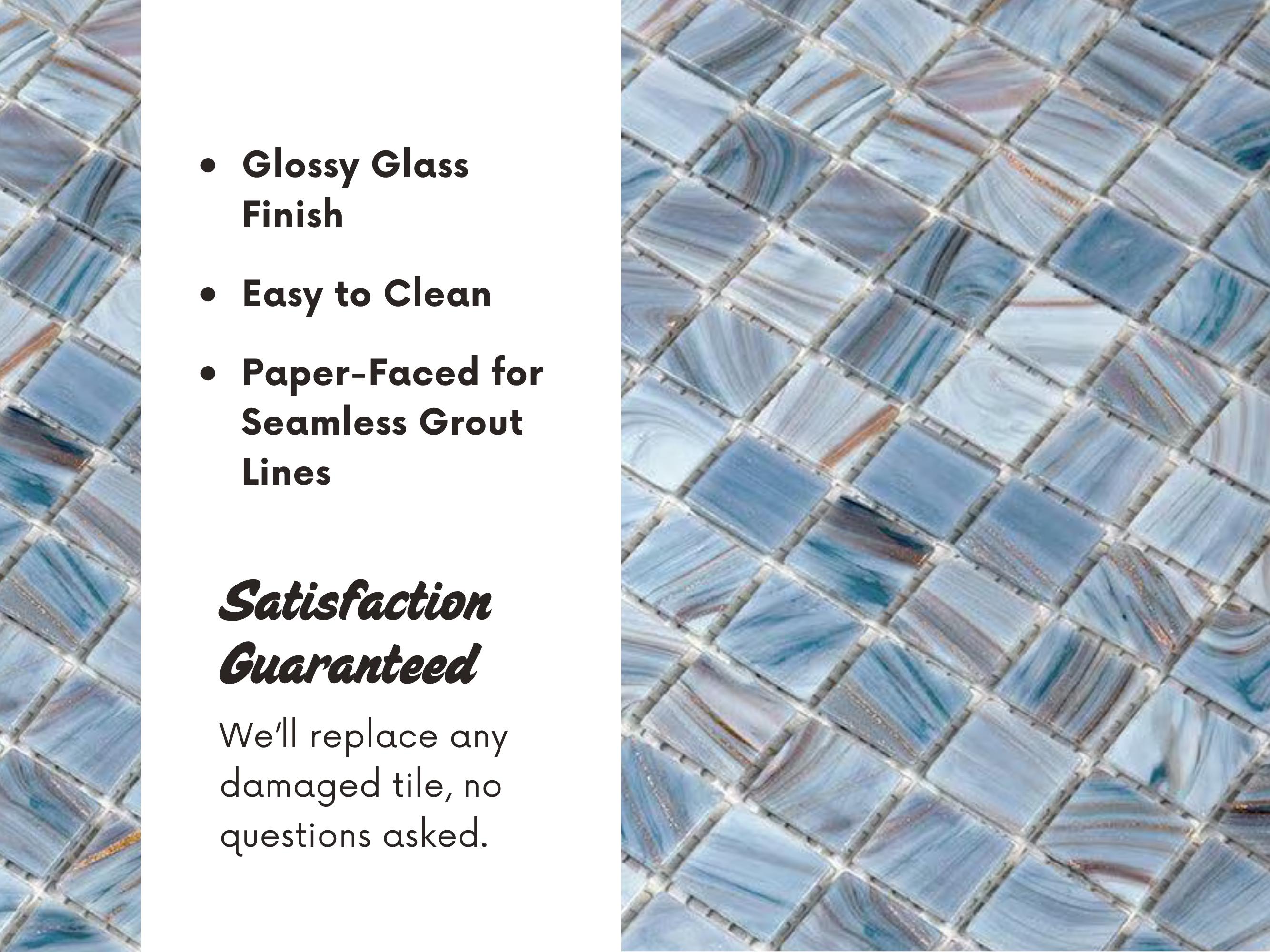 Manatee Tile Manatee Blue Glass Mosaic Tile Sample – 4x5 Swatch for Pool Waterline ...