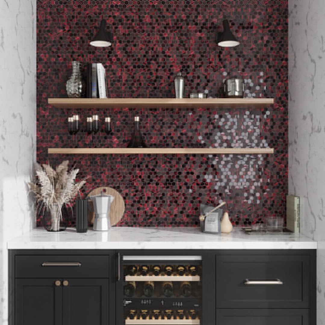 Berry Red 4 X 5 Glossy Matte Hexagon Glass Mosaic Tile - Sample - Etsy