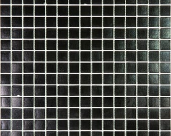 Black 4 x 5 Uniform Square Glossy Glass Mosaic Tile - Sample