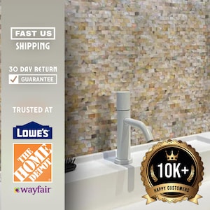 Brown Mother of Pearl Shell Mosaic Tile 11x12 Brick Sheets, Polished Wall Tile for Bathroom & Shower Walls, Kitchen Backsplash, Fireplace