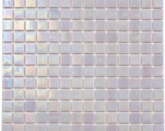 Pearlescent Pink 4 x 5 Glossy Uniform Square Glass Mosaic Tile - Sample