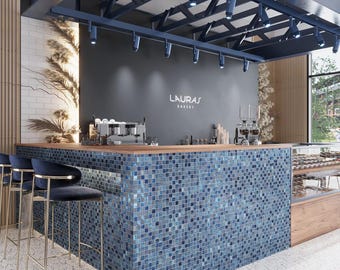 Blue 11x11 Glossy Matte Square Glass Mosaic Tile