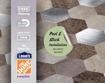 Peel and stick backsplash Tiles, Waterproof Heat Resistant Self Stick Backsplash Tiles,Antique Boho Sticker Tiles Self Adhesive Hexagon Gold