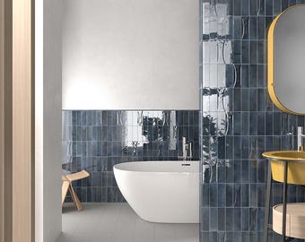 Spruce Blue 2.5x8 Glossy Ceramic Subway Deco Tile (38 pack, 5.38 sq ft/case)