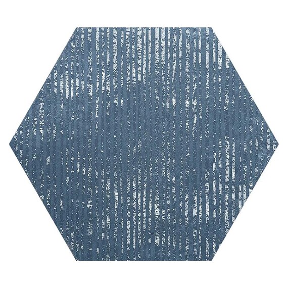Indigo Blue 9x11 Textured Hexagon Porcelain Tile (16 Pack, 8.07 Sq