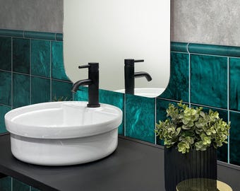 Ocean Green 5x5 Glossy Subway Ceramic Tile - Sample