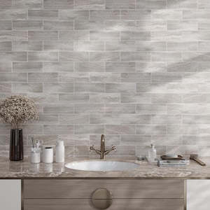 Cloud Gray 4x12 Honed Subway Marble Tile (15 pack, 5 sq ft/case)