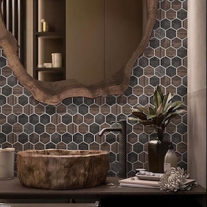 Brown 4 x 5 Matte Hexagon Porcelain Mosaic Tile - Sample