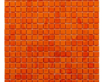 Red-Orange 4 x 5 Glossy Uniform Square Glass Mosaic Tile - Sample