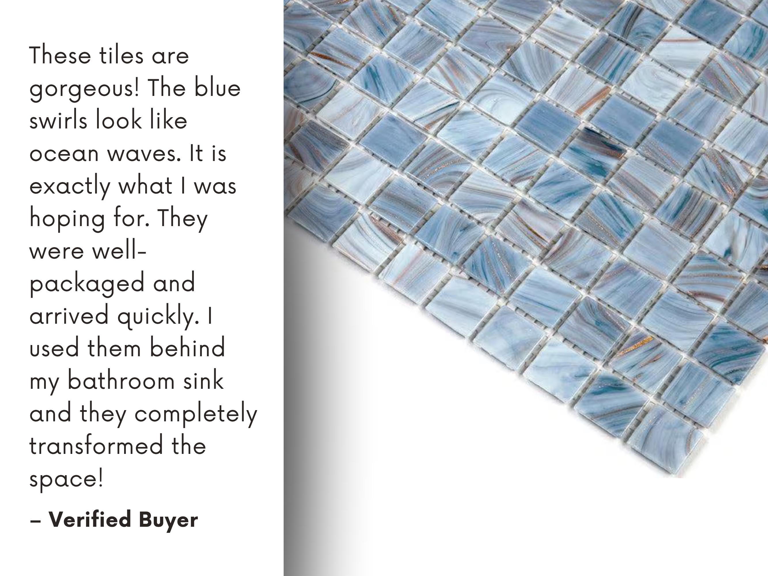 Manatee Tile Manatee Blue Glass Mosaic Tile Sample – 4x5 Swatch for Pool Waterline ...